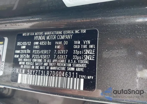 2013 Hyundai Santa Fe Sport из США, поврежденный, VIN 5XYZT3LB7DG046311